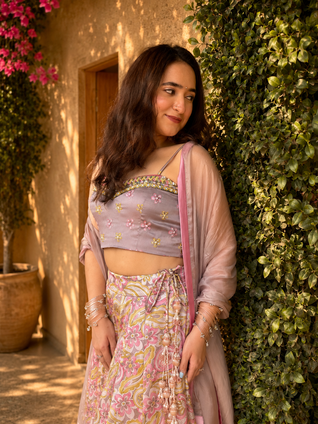 Satin Digital Print Lehenga Set