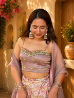 Satin Digital Print Lehenga Set