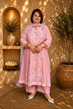 Mal Chanderi, Embroidered Kurta Set