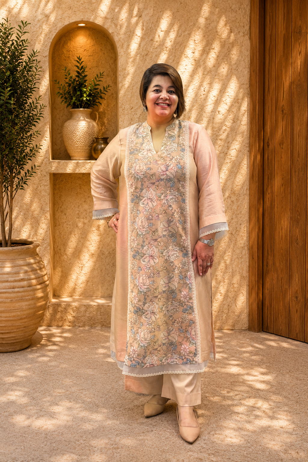 Premium Mul Chanderi Top & Bottom Set