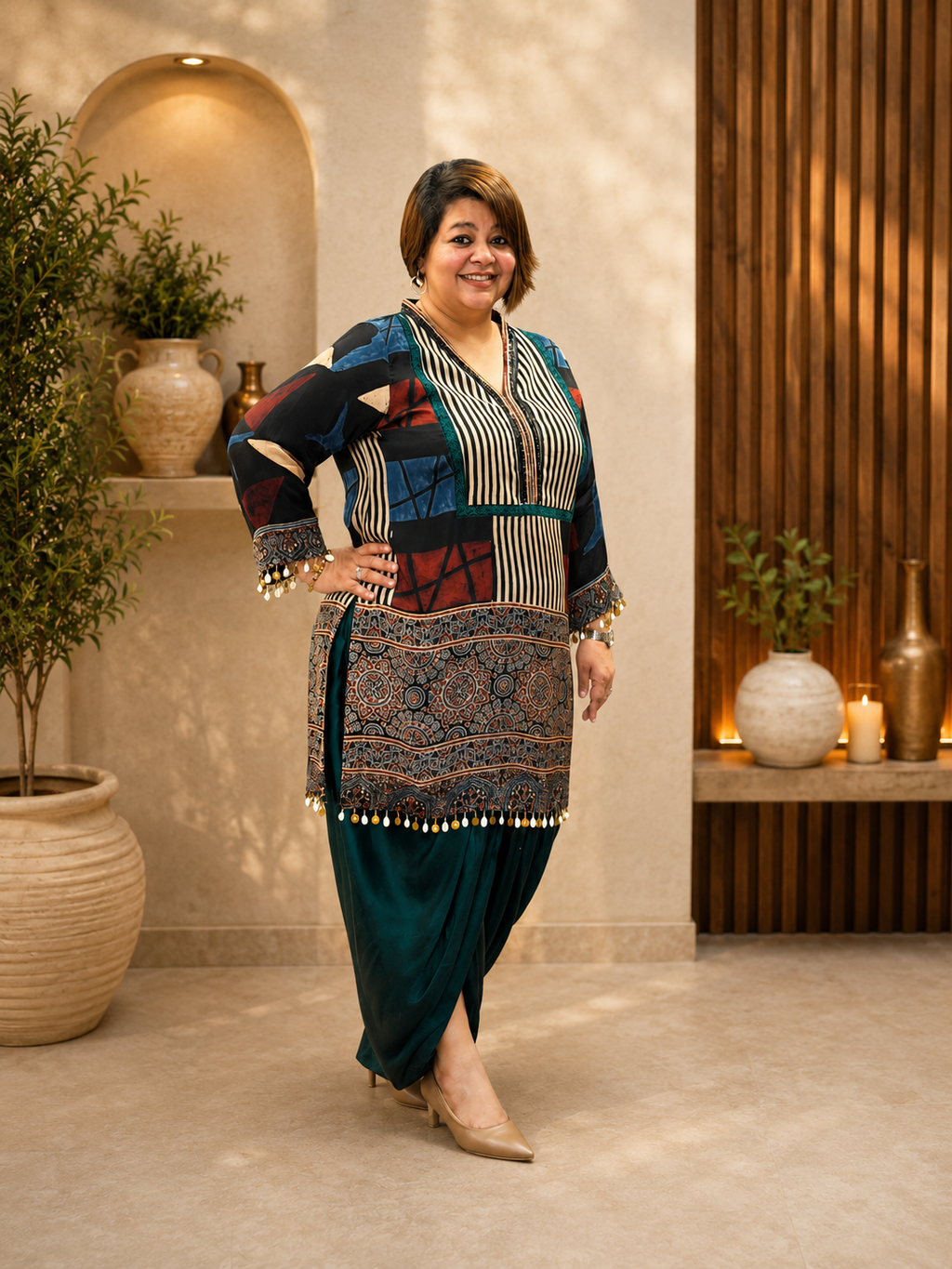 Modal Ajrakh Dhoti Set