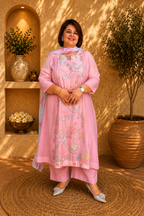 Mal Chanderi, Embroidered Kurta Set