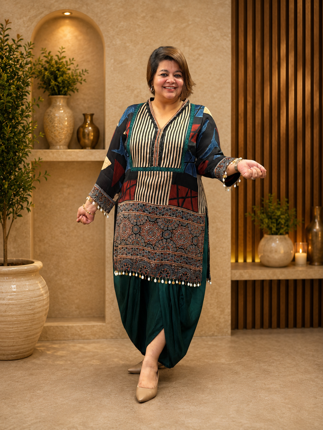 Modal Ajrakh Dhoti Set