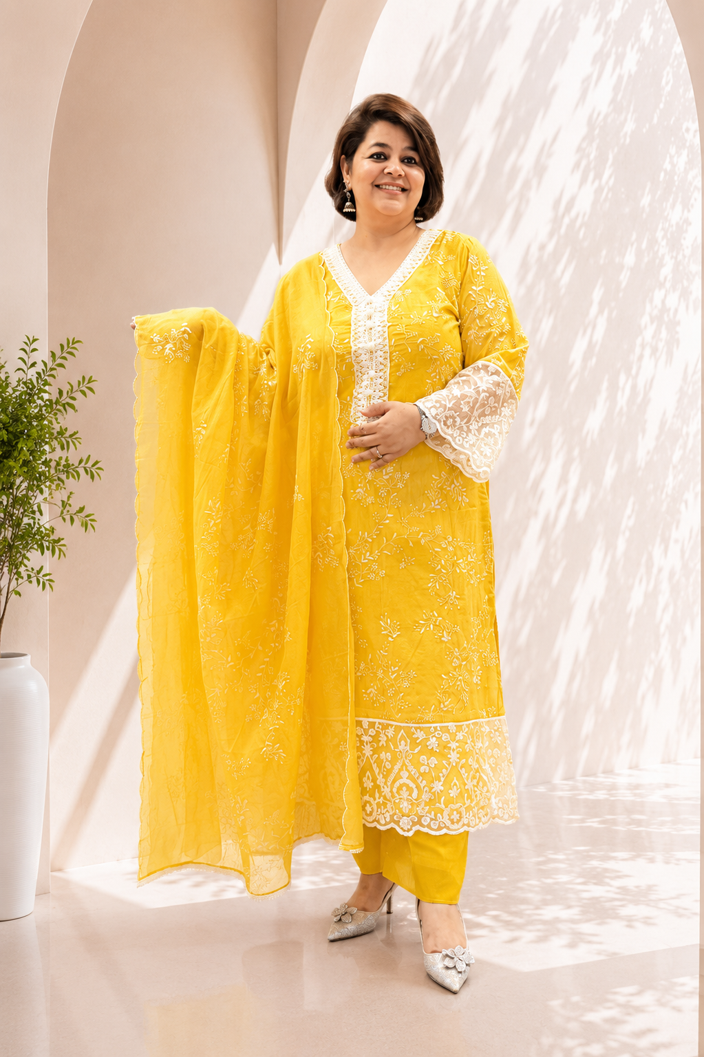 Noorika Embroidered Chanderi Set