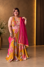 Viscose Organza Printed & Embroidered Anarkali Set