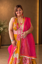 Viscose Organza Printed & Embroidered Anarkali Set