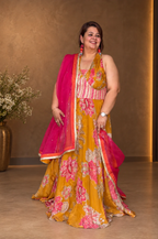 Viscose Organza Printed & Embroidered Anarkali Set