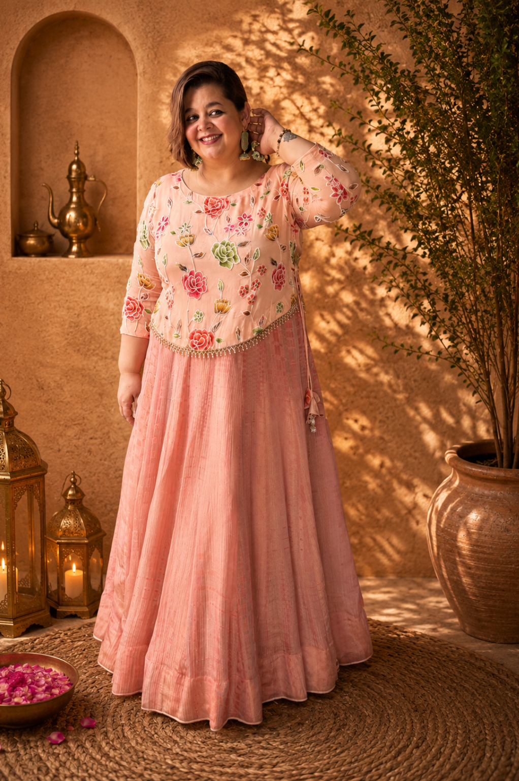 CHINON CHIFFON LEHNGHA WITH BATIK PRINT