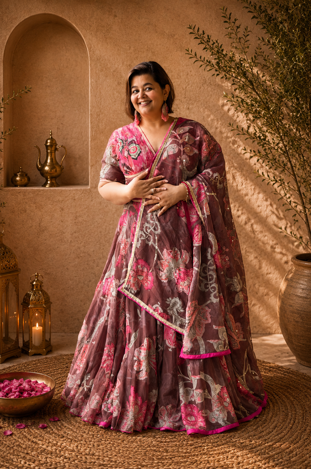 ORGANZA MIRROR WORK LEHNGA