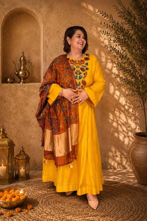 CHANDERI KALAMKARI ANARKALI