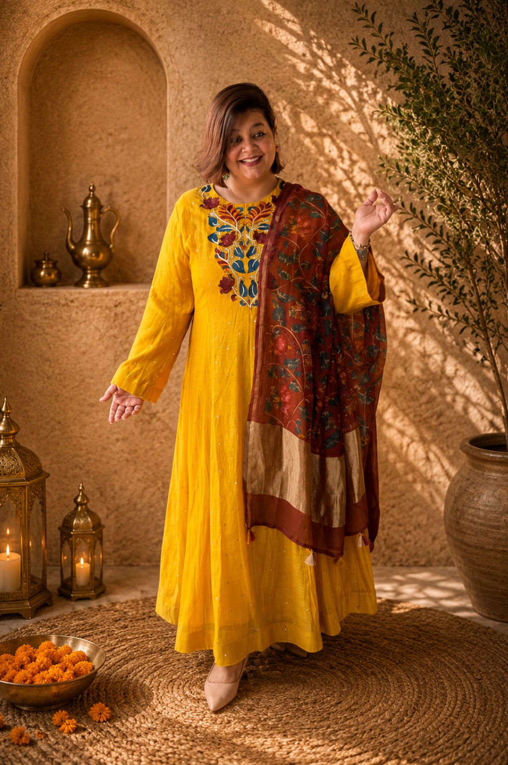CHANDERI KALAMKARI ANARKALI