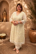 Linen Silk Embroidered Kurta & Bottom Set