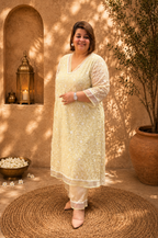 Linen Silk Embroidered Kurta & Bottom Set