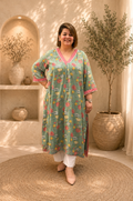 Peach Bloom Mal Chanderi Boho Kurta