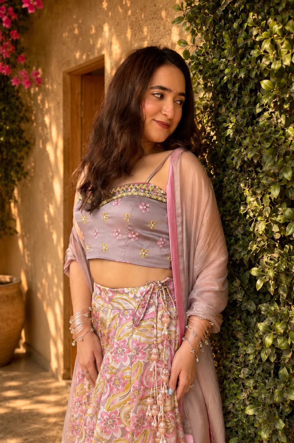Satin Digital Print Lehenga Set